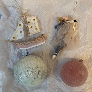 Elegant Holiday Ornament Set with Gold and Pink Accents